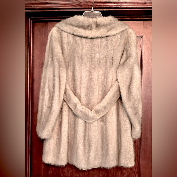 Women's VINTAGE Genuine Champagne Natural Ranch MINK Double Breast Coat S 4 6 - Picture 6 of 6